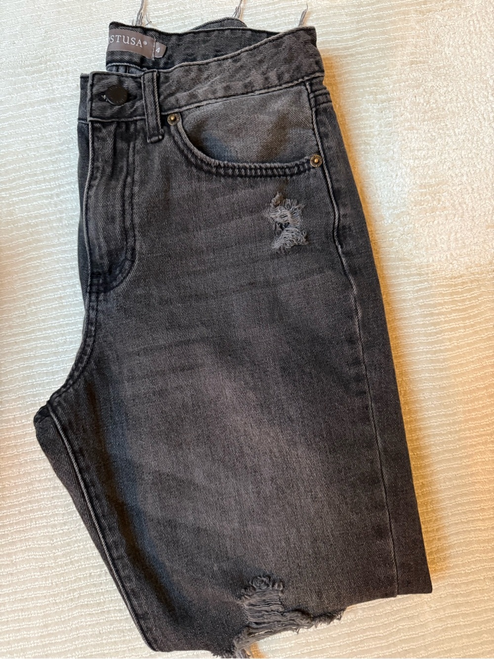 Just USA Distressed Black Cropped Jeans, Sz. 4